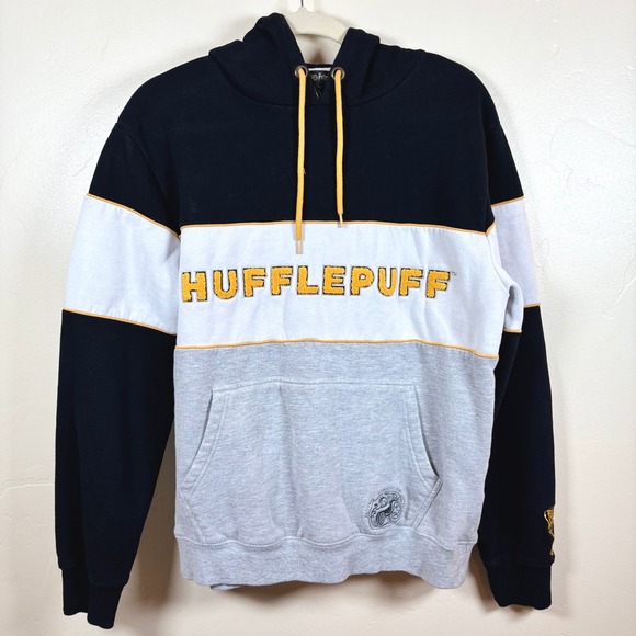 Harry Potter Wizarding World Hufflepuff Hoodie Unisex Medium Black Gray Yellow - Picture 1 of 11